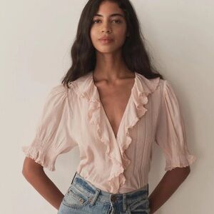 DÔEN Henri Ruffled Top in Blush - Size XS